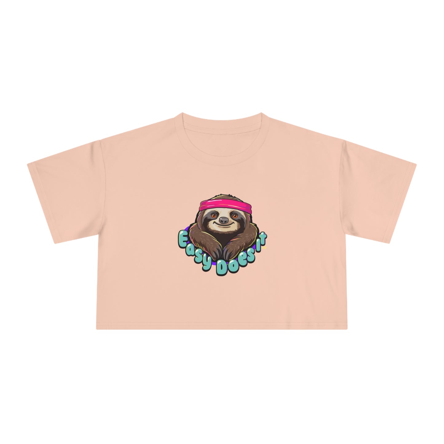 WOMENS BOXFIT EASY DOES IT SLOTH CROPPED TEE