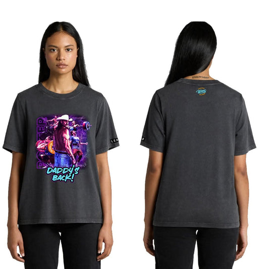 KHAN PORTER 2025 SUPPORTERS UNISEX OVERSIZED BLACK STONEWASH TEE